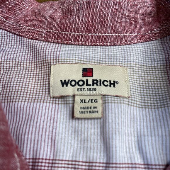 WOOLRICH BUTTON DOWN SHIRT SHORT SLEEVE TWO POCKETS HEATHER RED MEN XL - Picture 2 of 6